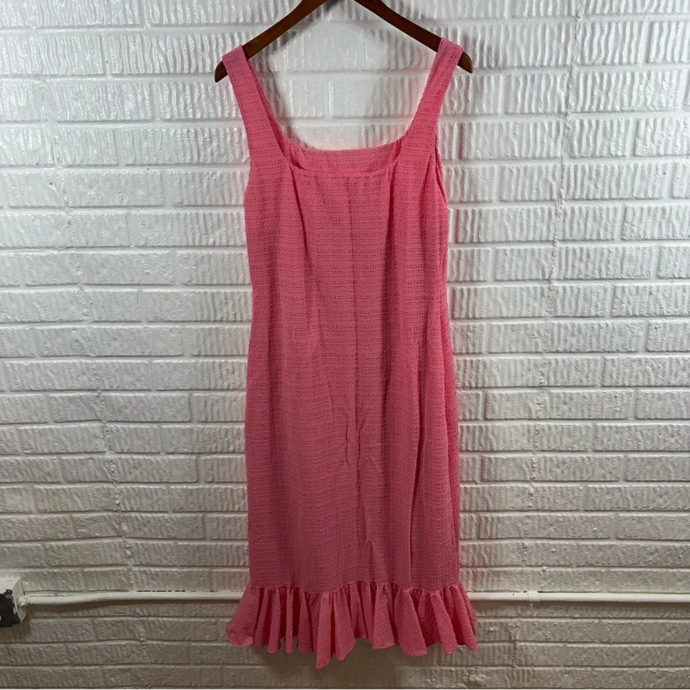 Loeffler Randall Pink Textured Midi Dress Large - Picture 3 of 5